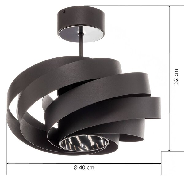 Lampa sufitowa Vento Domiluce, możliwość ściemniania, czarny, salon / jadalnia, metal, nowoczesny