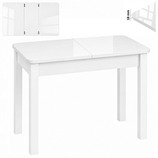 Stół 60x100 cm prostokątny rozkładany, blat zaowalony 1,8 cm, nogi i calgi Drewniane „ Kwadratowe ” I ArtDHome