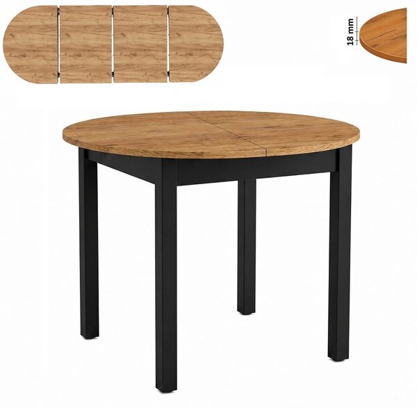 Stół 80/170 cm okrągły rozkładany, blat 1,8 cm, nogi i calgi Drewniane „ Kwadratowe ” I ArtDHome