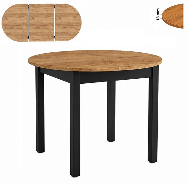 Stół 80/125 cm okrągły rozkładany, blat 1,8 cm, nogi i calgi Drewniane „ Kwadratowe ” I ArtDHome
