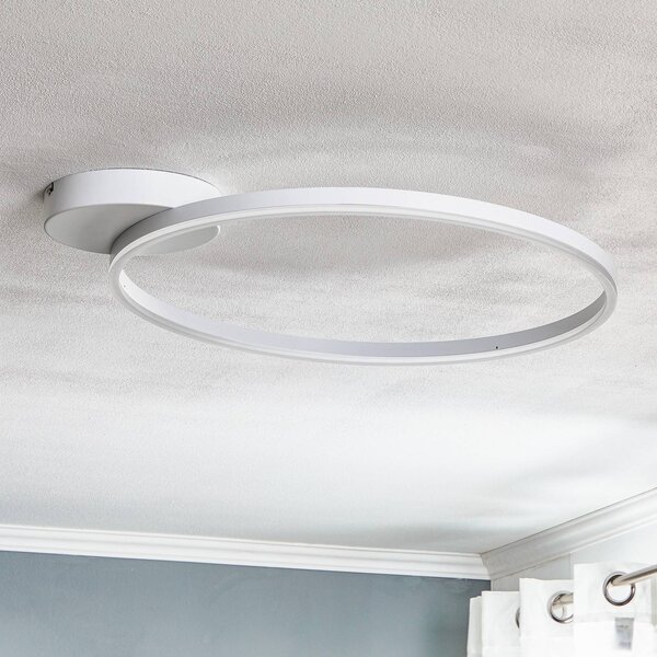 Fabas Luce Lampa sufitowa LED Giotto, możliwość ściemniania, biały / opal, salon / jadalnia, metal, nowoczesny