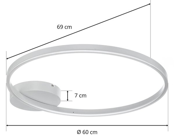 Fabas Luce Lampa sufitowa LED Giotto, możliwość ściemniania, biały / opal, salon / jadalnia, metal, nowoczesny