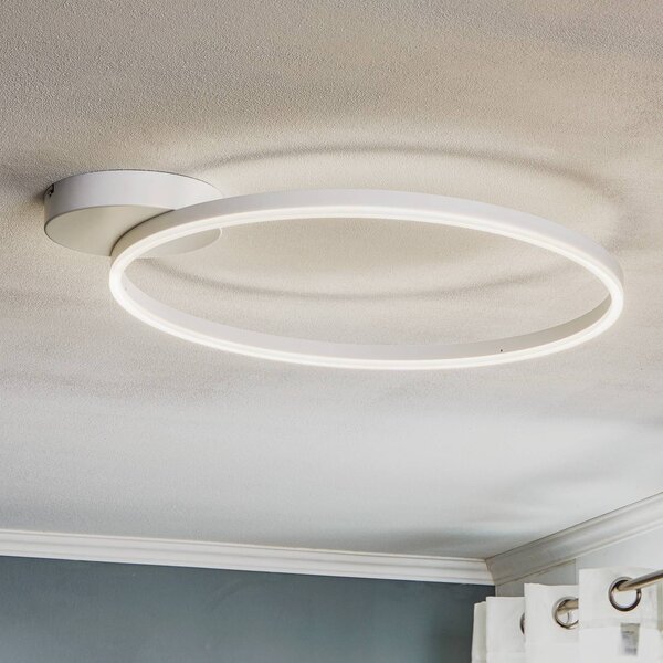 Fabas Luce Lampa sufitowa LED Giotto, możliwość ściemniania, biały / opal, salon / jadalnia, metal, nowoczesny