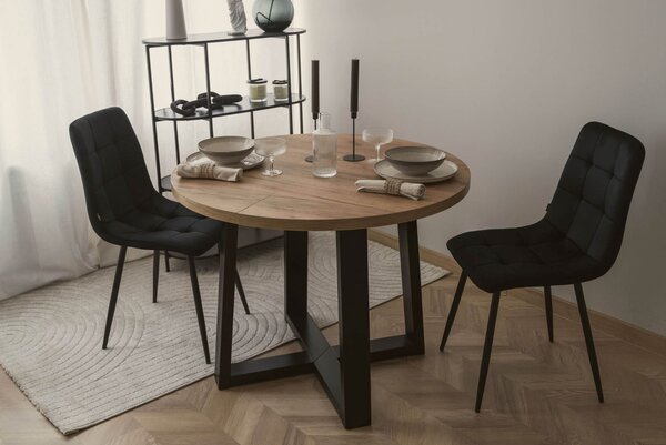 MebleMWM Stół Okrągły STL 90/2 | Dąb lancelot | Rozkładany