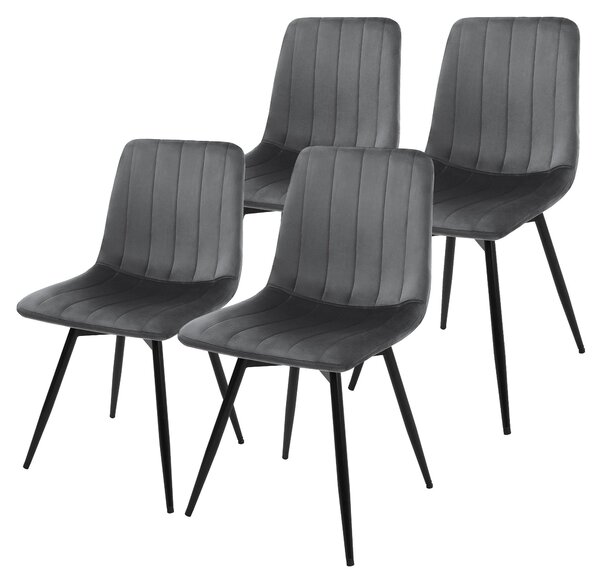 Zestaw 4 krzeseł do jadalni ML-Design, obrotowe, tapicerowane aksamitem, krzesła kuchenne ze stalowymi nogami, nowoczesne krzesła tapicerowane, obrotowe o 360 stopni, kolor antracyt