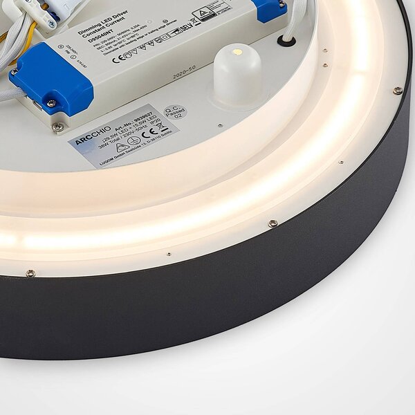 Lampa sufitowa LED Vanida Arcchio, możliwość ściemniania, czarny, kuchnia, aluminium, nowoczesny