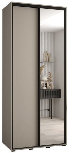 Szafa przesuwna wysoka DAKOTA 3 100, gł. 60 cm kaszmir + kaszmir + czarny