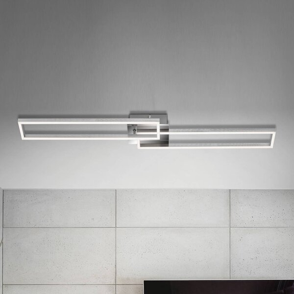Briloner Lampa sufitowa LED Frame, możliwość ściemniania, aluminiowy / szary / cynkowy, salon / jadalnia, metal, nowoczesny