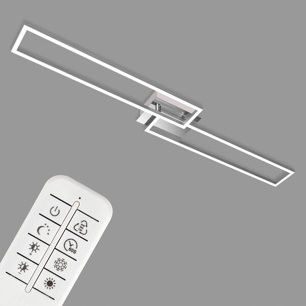 Briloner Lampa sufitowa LED Frame, możliwość ściemniania, aluminiowy / szary / cynkowy, salon / jadalnia, metal, nowoczesny