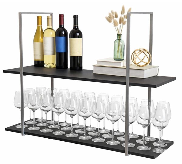 Półka kuchenna wisząca - stojak na butelki - półka na przyprawy - stojak na wino - 115 cm - czarna