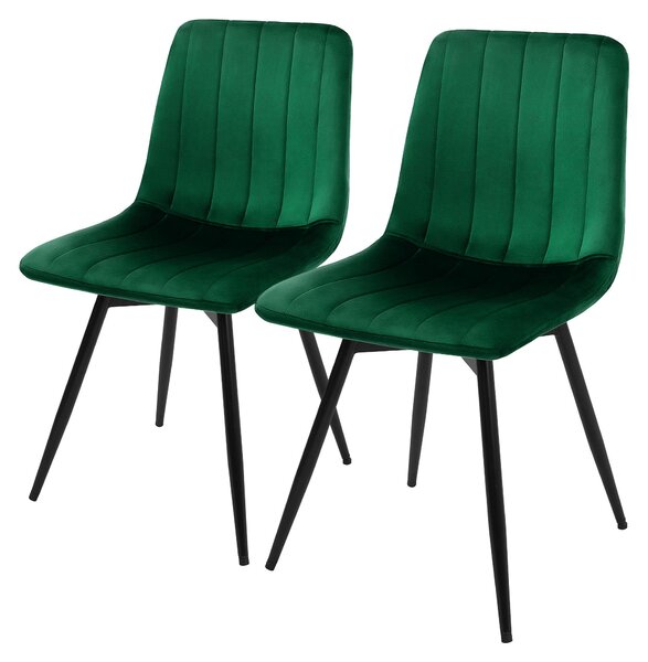 Zestaw 2 krzeseł do jadalni ML-Design, obrotowe, tapicerowane aksamitem, krzesła kuchenne ze stalowymi nogami, nowoczesne krzesło tapicerowane, obrotowe o 360 stopni, kolor: ciemnozielony