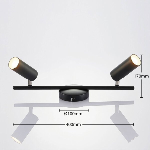 Lindby Lampa sufitowa LED Camille czarna, 2-punktowa