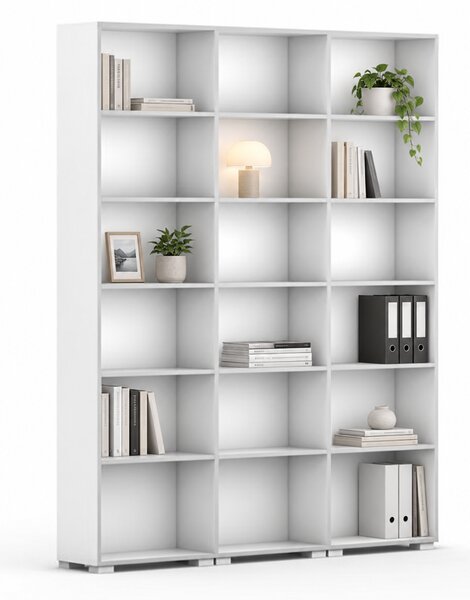 Biblioteka SILVER LINE, 3 kolumny, 2230 x 1800 x 400 mm, biały