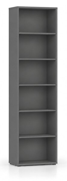 Biblioteka INTEGRO, 2300 x 600 x 400 mm, 5 półek, grafit
