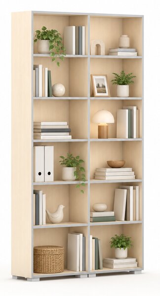 Biblioteka SILVER LINE, 2 kolumny, 2230 x 1200 x 400 mm, brzoza