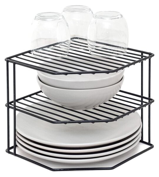 Stojak na talerze 3 poziomy - Czarny - 23 x 23 x 19,8 cm - Organizer do szafki kuchennej