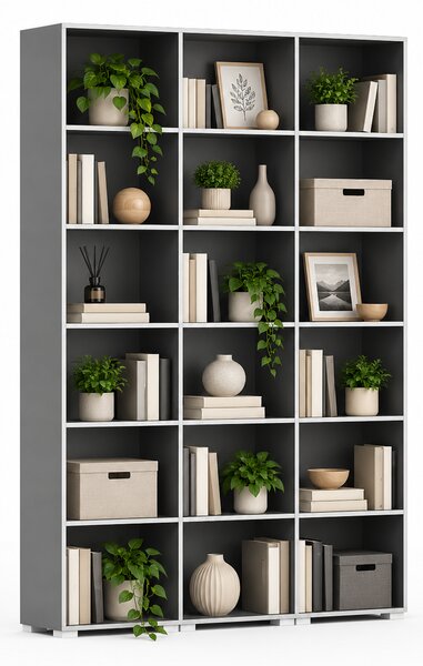 Biblioteka SILVER LINE, 3 kolumny, 2230 x 1800 x 400 mm, grafit