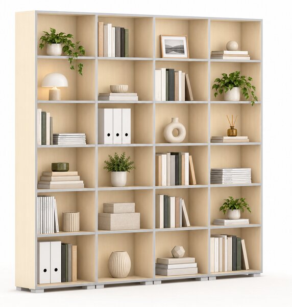Biblioteka SILVER LINE, 4 kolumny, 2230 x 2400 x 400 mm, brzoza