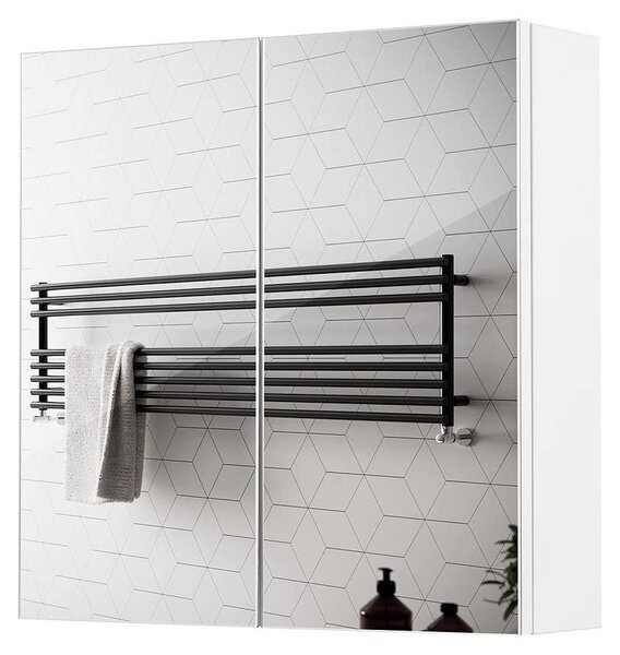 Lustro do łazienki - 2 drzwi - 2 półki - 45 x 13 x 45 cm - Białe