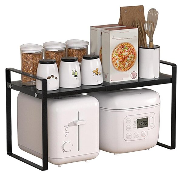Półka do szafki kuchennej - Rozkładana - Szerokość: 35-65 cm - Stal - Czarna