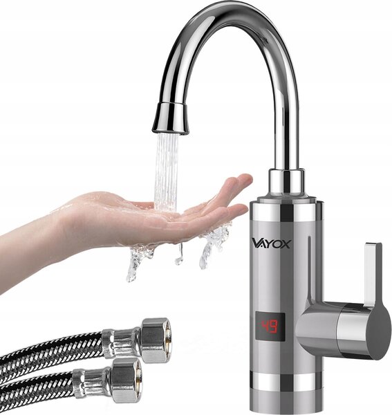 Bateria kuchenna Vayox z przepływowym podgrzewaczem wody VA0321 | Wyświetlacz LED | 3000W | 50° | Szary