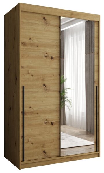 Szafa przesuwna z lustrem Garderoba SIMA T2 120 artisan + u. czarny