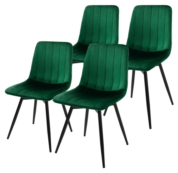 Zestaw 4 krzeseł do jadalni ML-Design, obrotowe, tapicerowane aksamitem, krzesła kuchenne ze stalowymi nogami, nowoczesne krzesła tapicerowane, obrotowe o 360 stopni, kolor: ciemnozielony