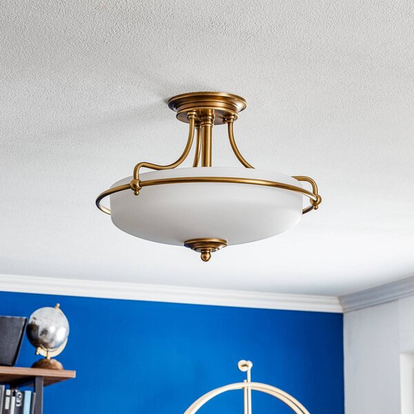 QUOIZEL Lampa sufitowa Griffin, możliwość ściemniania, brązowy / mosiężny, salon / jadalnia, metal, antyczny