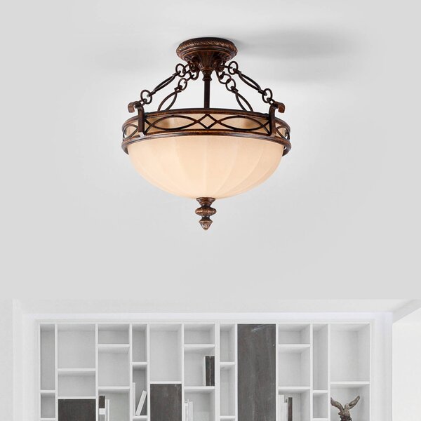 FEISS Lampa sufitowa DRAWING, możliwość ściemniania, brązowy / rdzawy, salon / jadalnia, metal, antyczny