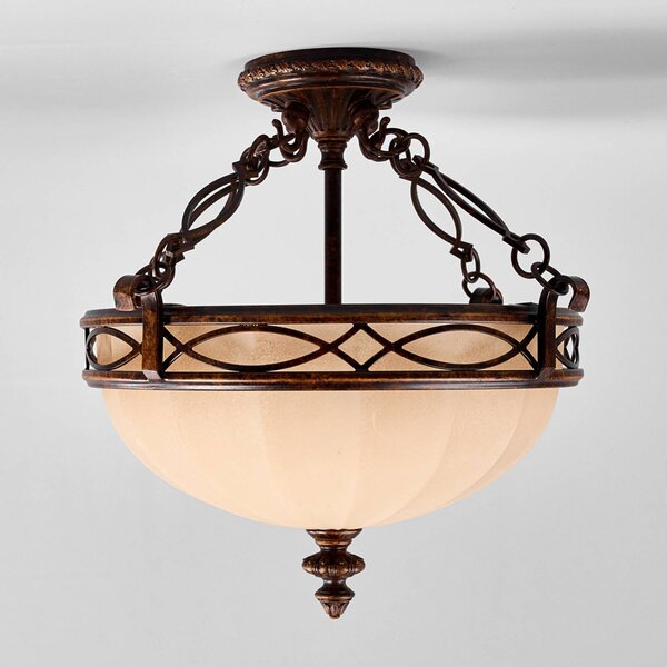 FEISS Lampa sufitowa DRAWING, możliwość ściemniania, brązowy / rdzawy, salon / jadalnia, metal, antyczny