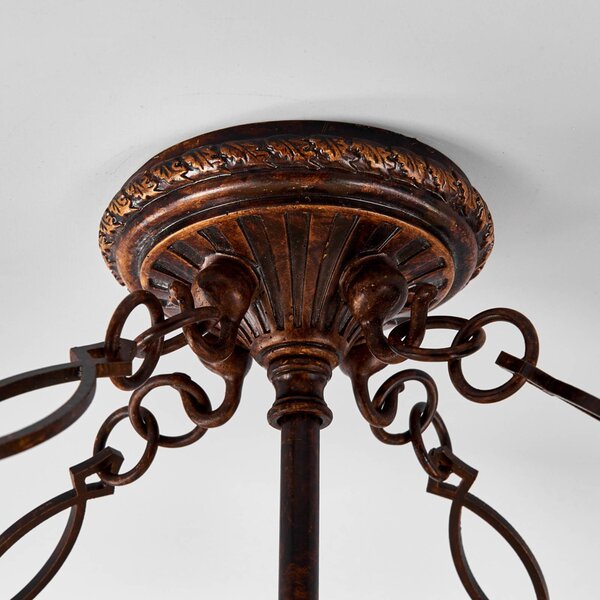 FEISS Lampa sufitowa DRAWING, możliwość ściemniania, brązowy / rdzawy, salon / jadalnia, metal, antyczny