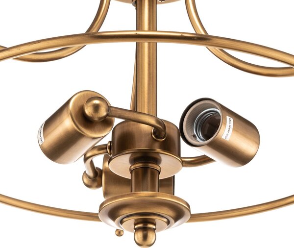 QUOIZEL Lampa sufitowa Griffin, możliwość ściemniania, brązowy / mosiężny, salon / jadalnia, metal, antyczny