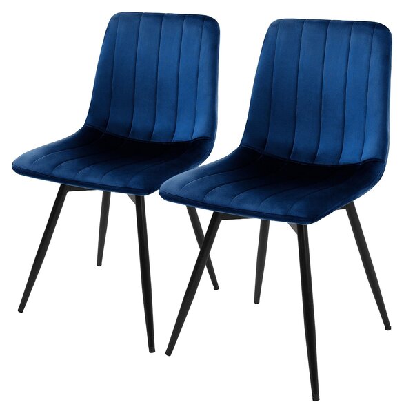 Zestaw 2 krzeseł do jadalni ML-Design, obrotowe, tapicerowane aksamitem, krzesła kuchenne ze stalowymi nogami, nowoczesne krzesło tapicerowane, obrotowe o 360 stopni, kolor granatowy