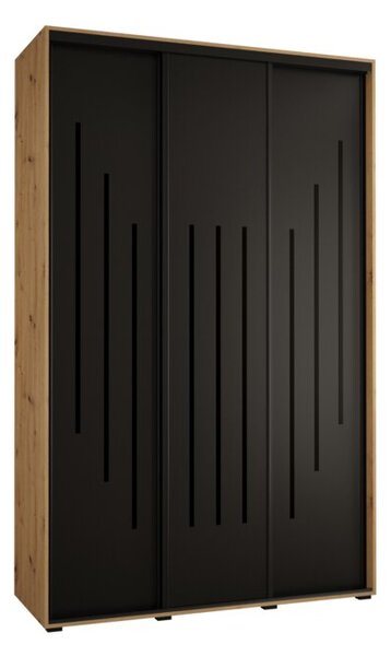 Szafa przesuwna wysoka Davos 8 150, gł. 60 cm artisan + czarny + czarny