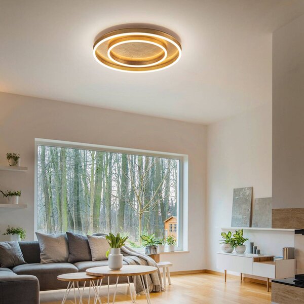 Helestra Lampa sufitowa LED Sona, możliwość ściemniania, mosiężny / złoty, przedpokój, metal, nowoczesny