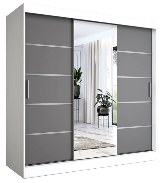 Szafa przesuwna 200 cm biały + antracyt F8-H39