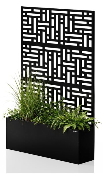 Pergola ogrodowa metalowa z donicą czarna 3in1, 1200x1800x300 mm: ROSE