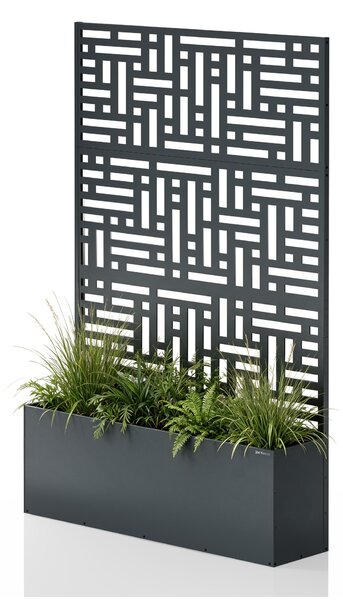 Pergola ogrodowa metalowa z donicą antracytowa 3in1, 1200x1800x300 mm: ROSE