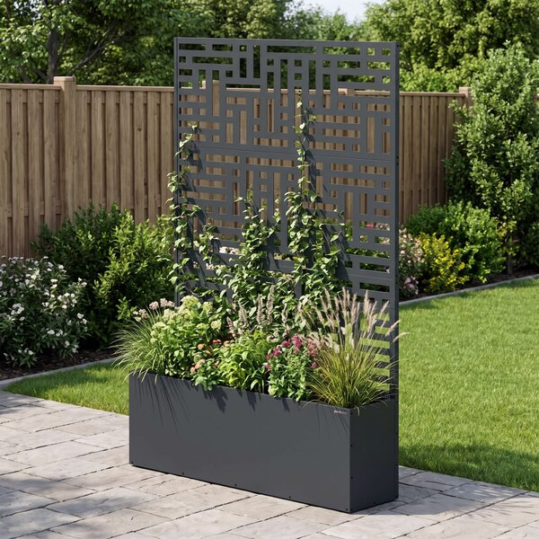 Pergola ogrodowa metalowa z donicą antracytowa 3in1, 1200x1800x300 mm: ROSE