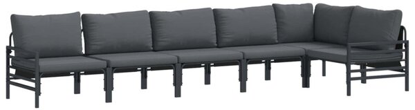 Zestaw sof ogrodowych z poduszkami - czarny, nowoczesny design, 6 miejsc