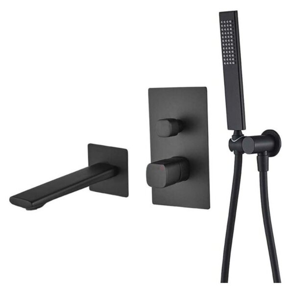 Bateria wannowa podtynkowa GranMaster EVELO Czarny Mat BOX z natryskiem 1 szt