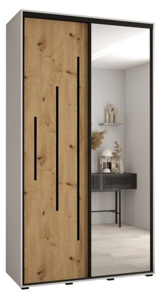 Szafa przesuwna wysoka Davos 13 130, gł. 60 cm biały + artisan + czarny