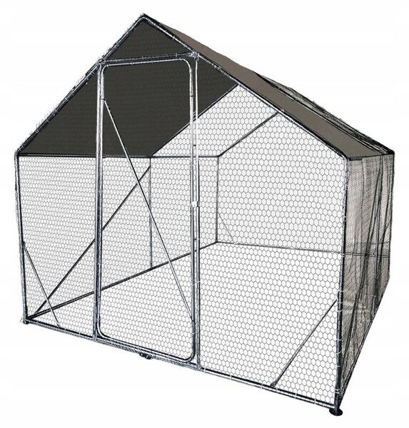 Metalowa klatka dla drobiu 2 x 3 x 2,2 m woliera z daszkiem, rurki 25 mm