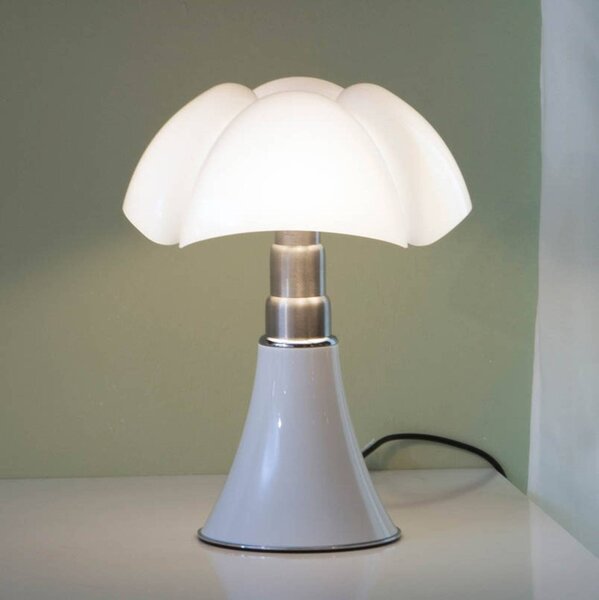 Martinelli Luce Lampa stołowa design Minipipistrello, możliwość ściemniania, biały / opal, salon / jadalnia, stal szlachetna, design