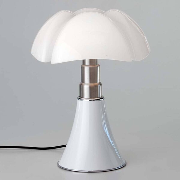 Martinelli Luce Lampa stołowa design Minipipistrello, możliwość ściemniania, biały / opal, salon / jadalnia, stal szlachetna, design