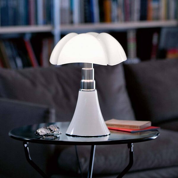 Martinelli Luce Lampa stołowa design Minipipistrello, możliwość ściemniania, biały / opal, salon / jadalnia, stal szlachetna, design