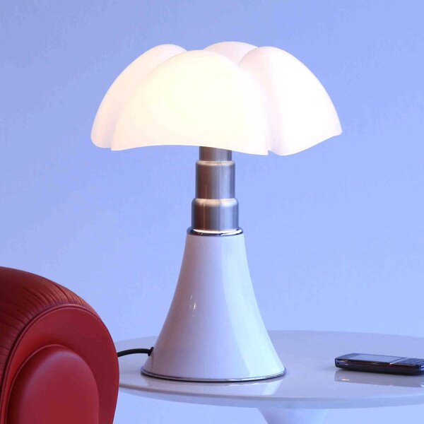 Martinelli Luce Lampa stołowa design Minipipistrello, możliwość ściemniania, biały / opal, salon / jadalnia, stal szlachetna, design