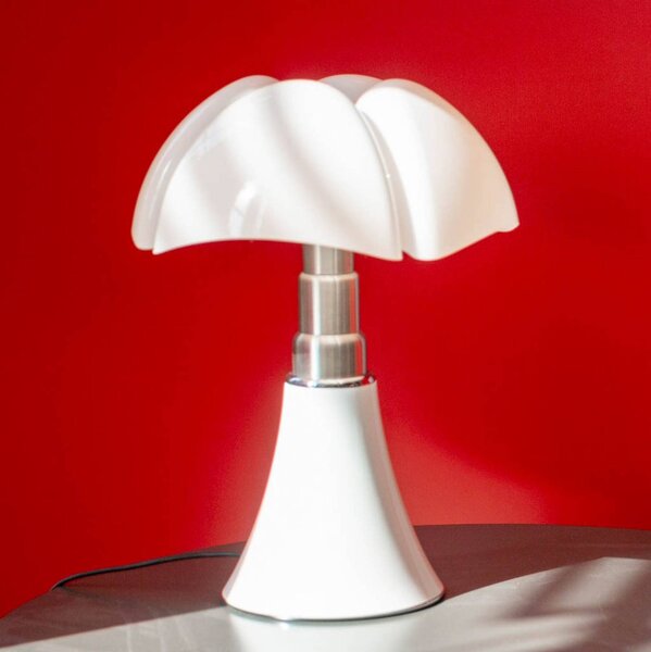 Martinelli Luce Lampa stołowa design Minipipistrello, możliwość ściemniania, biały / opal, salon / jadalnia, stal szlachetna, design