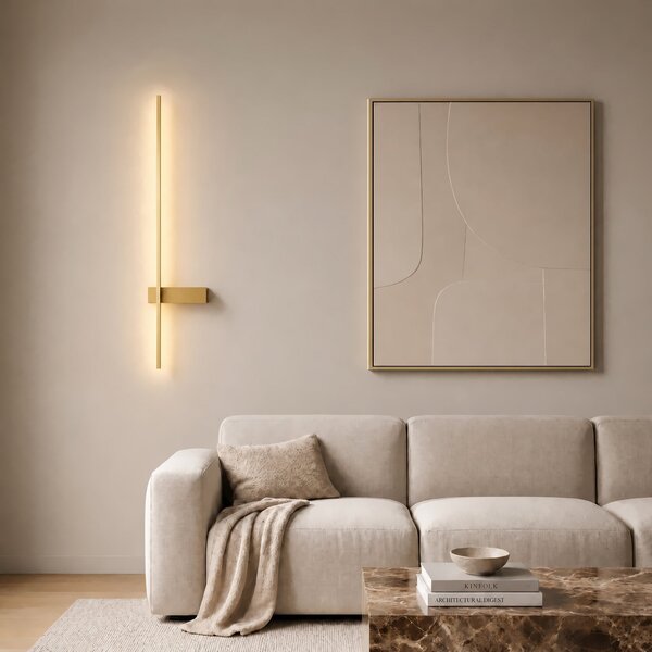 Lampa Ścienna Lindby, Natsumi, złoty | mosiężny, salon, aluminium, nowoczesny