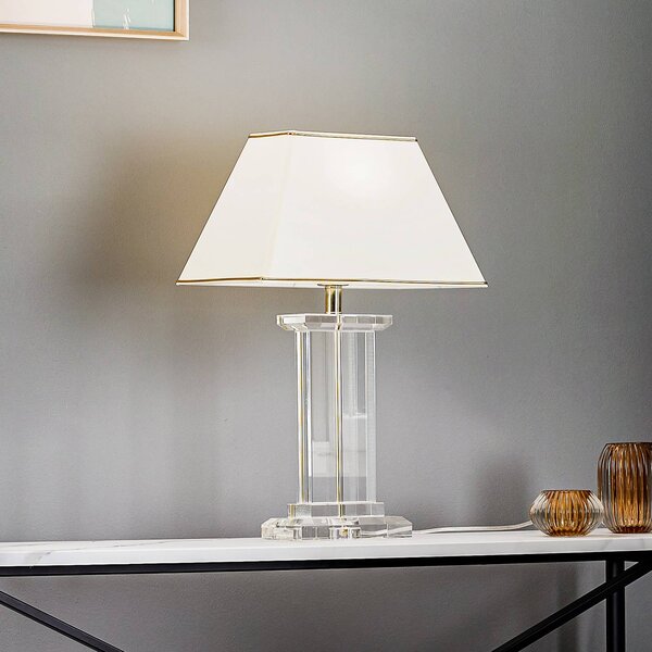 ORION Lampa stołowa Veronique, kremowy / amber, salon / jadalnia, kryształ